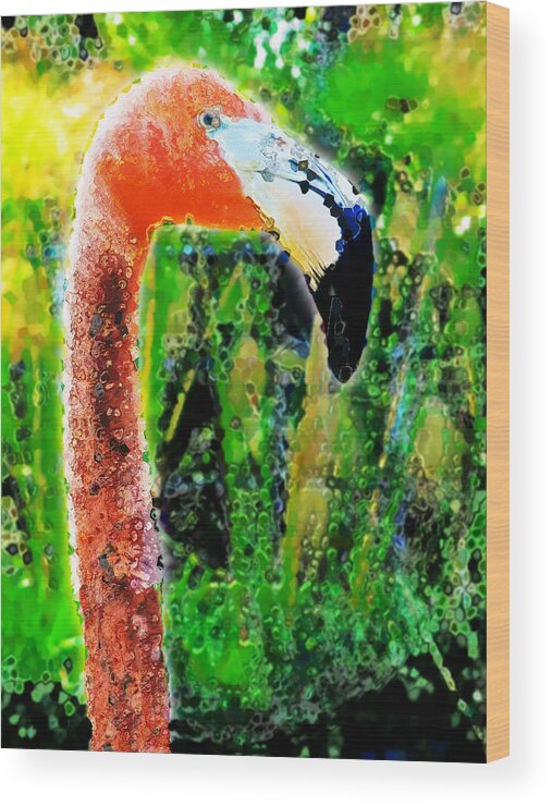 Flamingo Wood Print featuring the digital art Flamingo by David Blank