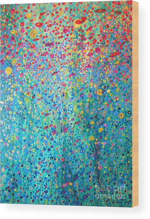 Floral Wood Print featuring the painting Floral Symphony by Stacey Zimmerman