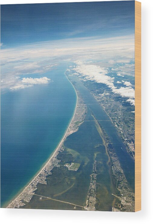 Aerial Wood Print featuring the photograph Flying Over Cocoa Beach Florida by Randi Kuhne