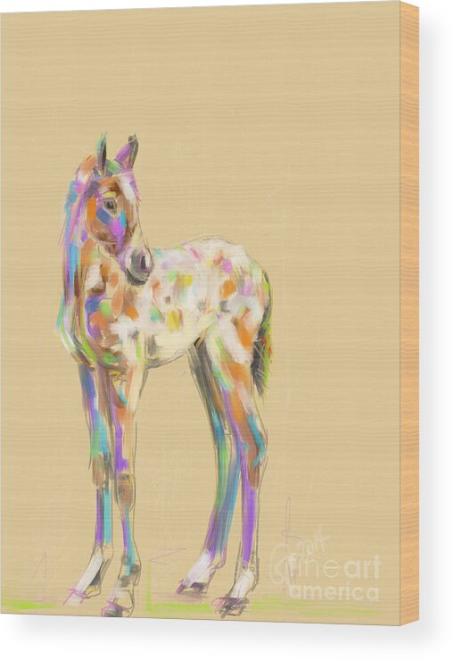 Foal Wood Print featuring the painting Foal Paint by Go Van Kampen