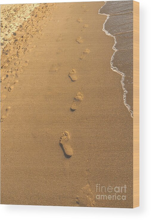 Torremolinos Wood Print featuring the photograph Footprints on the sand by Brenda Kean
