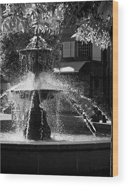 Fountain Wood Print featuring the photograph Fountain on Place Toulzac / Brive la Gaillarde by Barry O Carroll