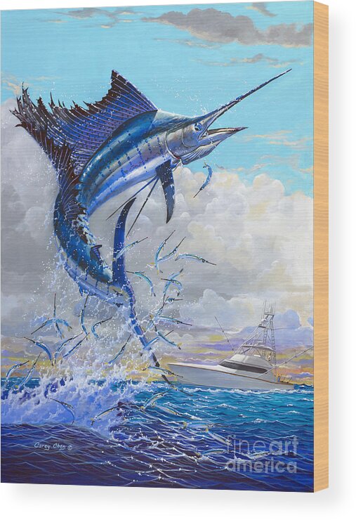 Sailfish Wood Print featuring the painting Free Jumper Off00152 by Carey Chen