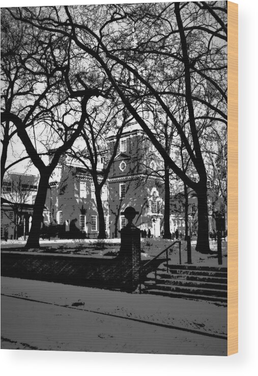 Independence Hall Wood Print featuring the photograph Frozen History by Joseph Desiderio