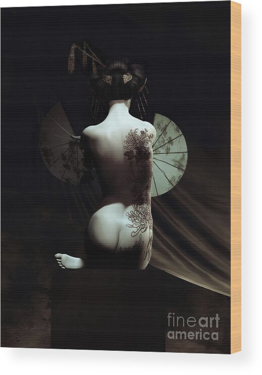 Geisha Wood Print featuring the digital art Geisha by Shanina Conway