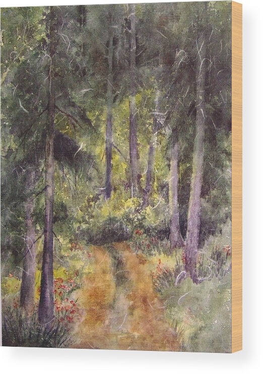 Watercolor Collage Wood Print featuring the painting Going Home by Pamela Lee