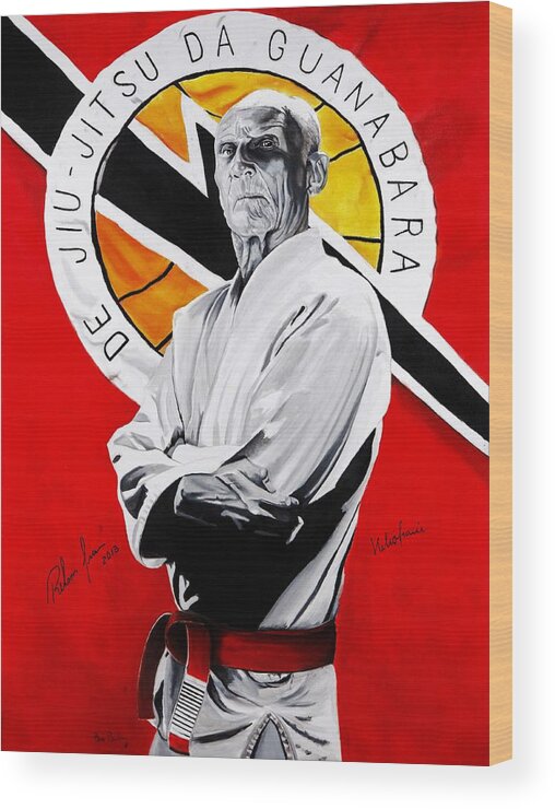 Helio Wood Print featuring the painting Grand Master Helio Gracie by Brian Broadway
