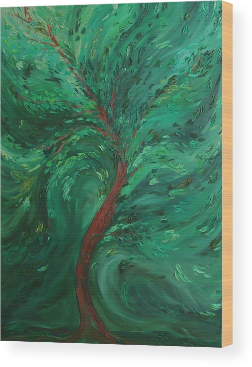 Tree Wood Print featuring the painting Green Bliss by Felix Concepcion