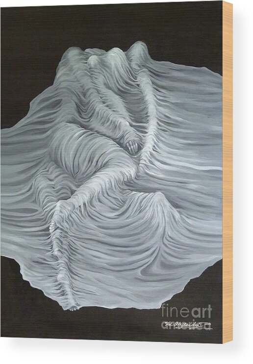 Figurative Abstract Wood Print featuring the painting Greyish Revelation by Fei A