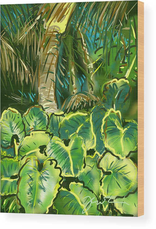 Tropical Wood Print featuring the painting Guanabana Tropical by Jean Pacheco Ravinski