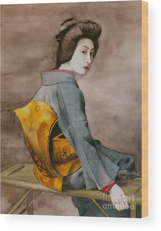 Watercolor Wood Print featuring the painting Hawaryu by Robert Hooper