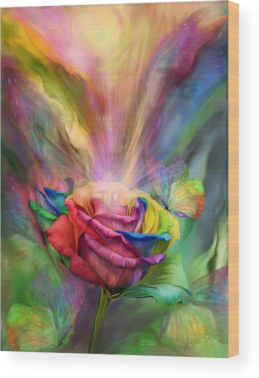 Rose Wood Print featuring the mixed media Healing Rose by Carol Cavalaris
