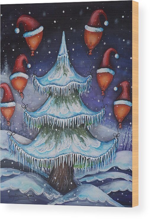Christmas Wood Print featuring the painting Home For Christmas by Krystyna Spink