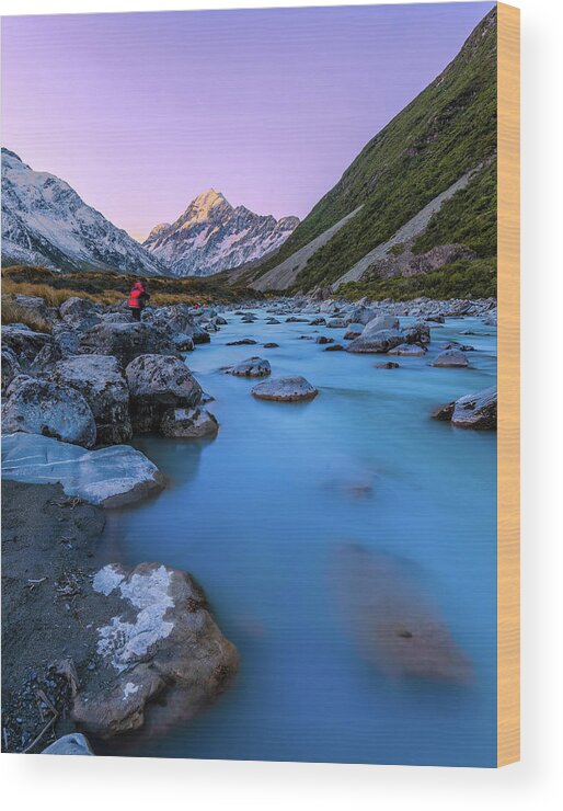 Mt Cook Wood Print featuring the photograph Hooker River, Mount Cook National Park by By Arief Rasa