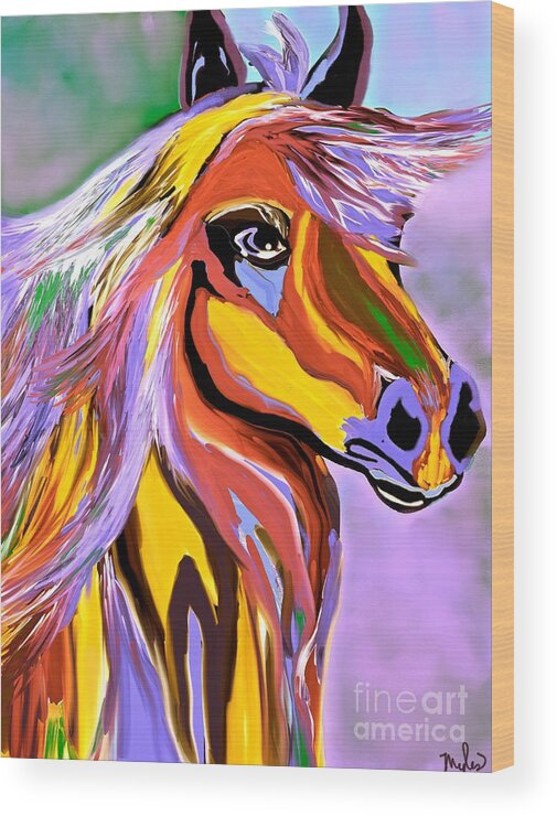 Horse Posing Pretty Wood Print featuring the painting Horse Posing Pretty 2 by Saundra Myles