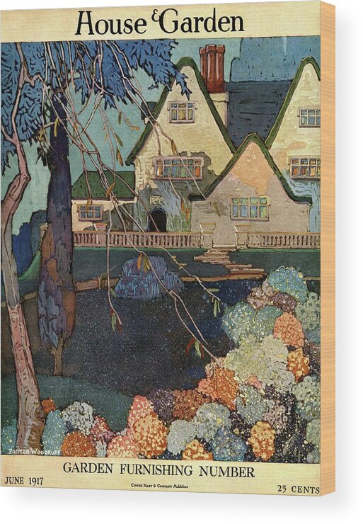Illustration Wood Print featuring the photograph House And Garden Garden Furnishing Number Cover by Porter Woodruff