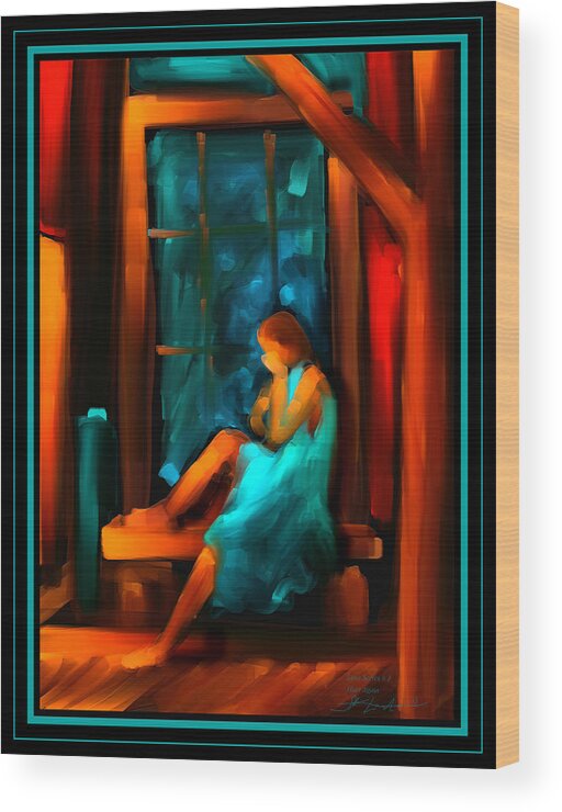 Woman Wood Print featuring the painting Hurt Again - Love Series - # 4 by Steven Lebron Langston