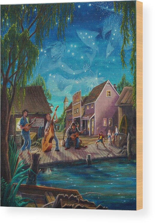 Joy Wood Print featuring the painting I See A Good Moon Arising by Matt Konar