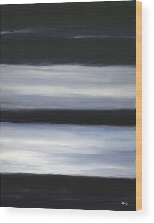 Abstract Wood Print featuring the painting Indigo Blur I by Tamara Nelson