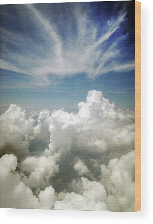 Scenics Wood Print featuring the photograph Inflight Sky Shot Of The Cotton-like by Melindachan