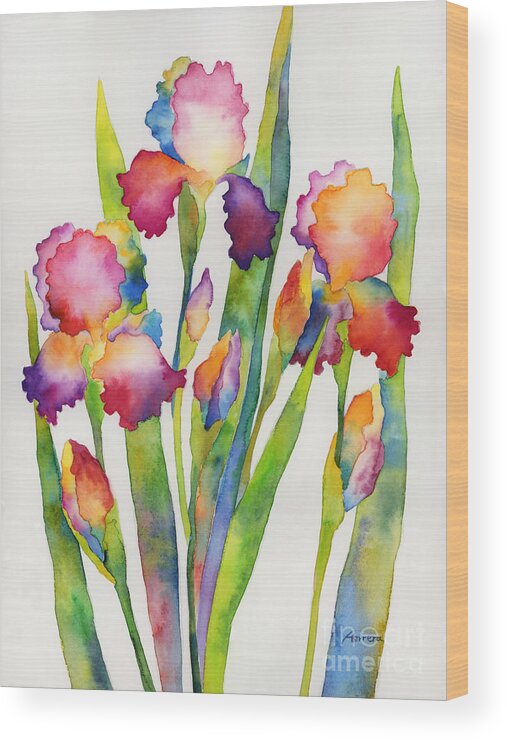 Iris Wood Print featuring the painting Iris Elegance by Hailey E Herrera