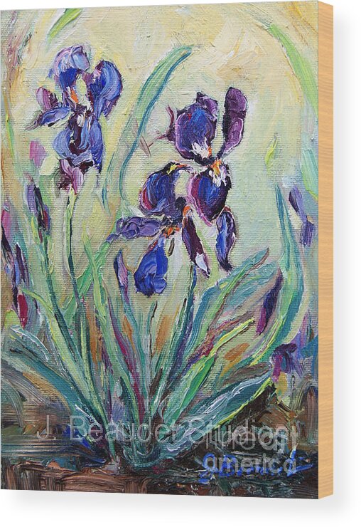  Wood Print featuring the painting Iris Plein Air by Jennifer Beaudet