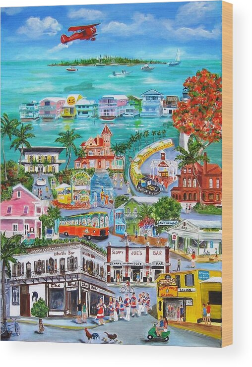 Key West Wood Print featuring the painting Island Daze by Linda Cabrera