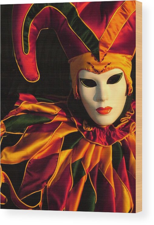 Venice Carnival Wood Print featuring the photograph Jester at Sunrise by Donna Corless