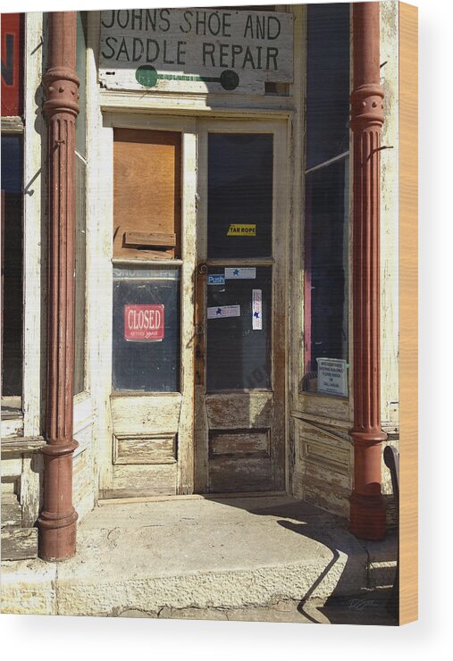 Storefront Wood Print featuring the photograph John's Shoe and Saddle by Rod Seel