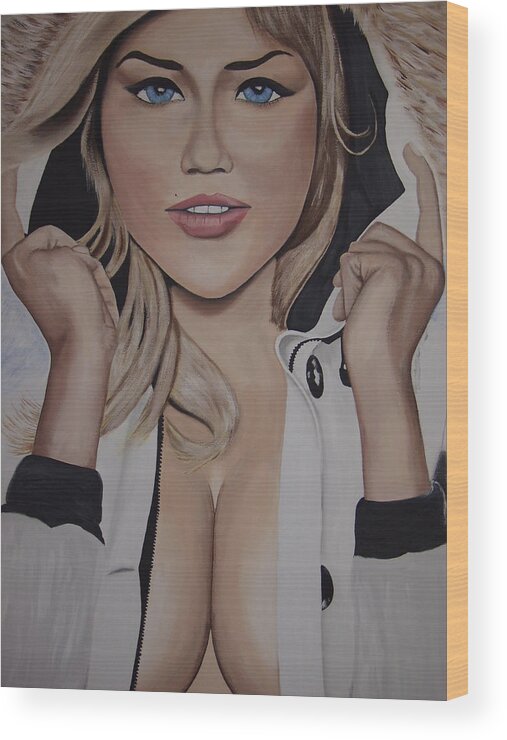 Model Wood Print featuring the painting Kate Upton by Dean Stephens