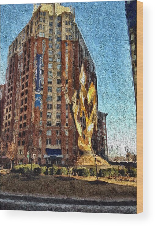 Baltimore Wood Print featuring the painting Katyn Memorial in Baltimore by Chris Montcalmo