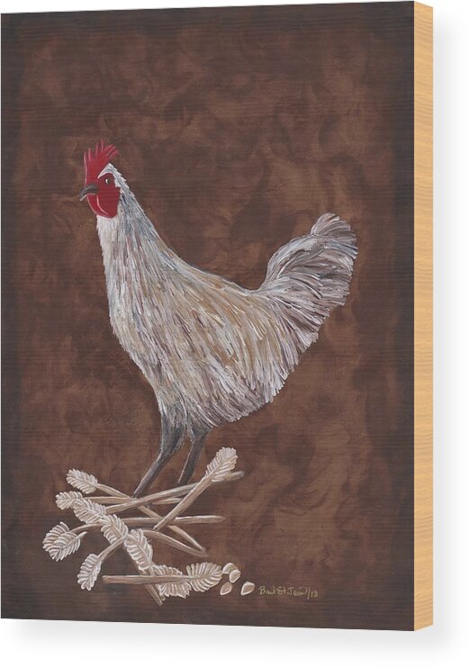 King Richard The Rooster Wood Print featuring the painting King Richard the Rooster by Barbara St Jean