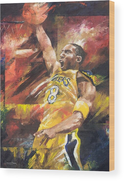 Sports Wood Print featuring the painting Kobe Bryant by Christiaan Bekker