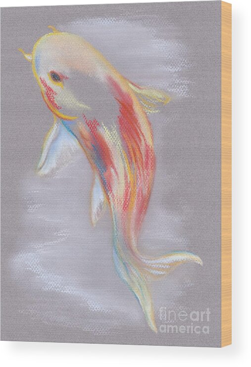 Animal Wood Print featuring the pastel Koi Fish Swimming by MM Anderson