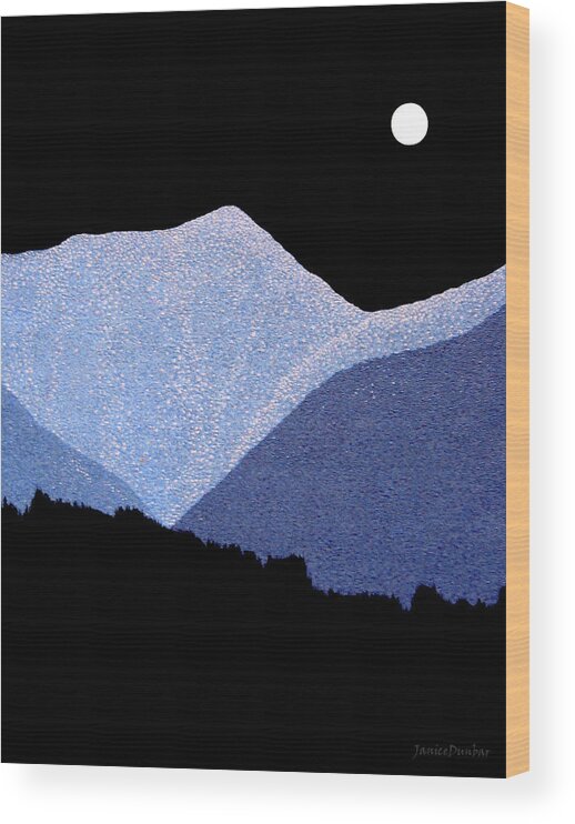 full Moon Wood Print featuring the painting Kootenay Mountains by Janice Dunbar