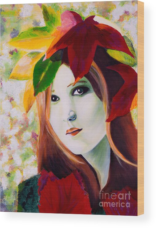 Denise Wood Print featuring the painting Lady Leaf by Denise Deiloh