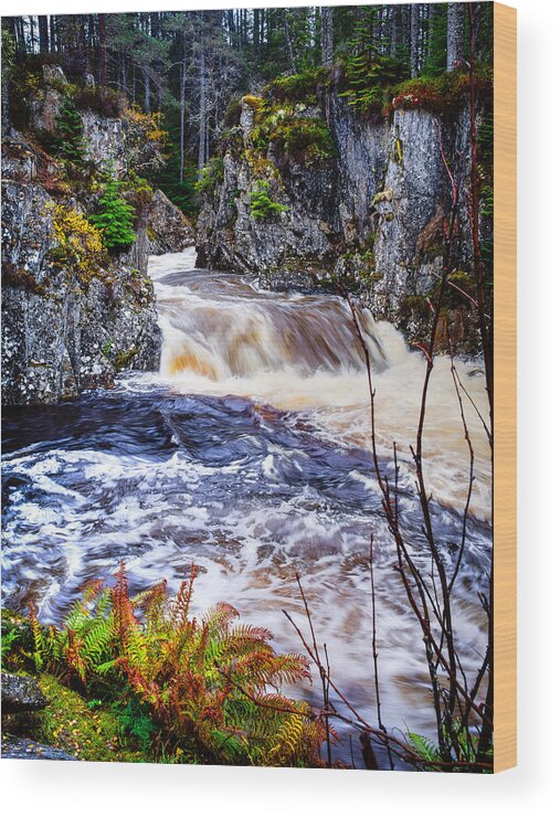 Scotland Wood Print featuring the photograph Laggan Falls 2 by Mark Llewellyn