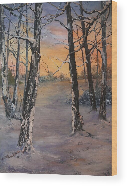Cannock Chase Wood Print featuring the painting Last of the Sun by Jean Walker