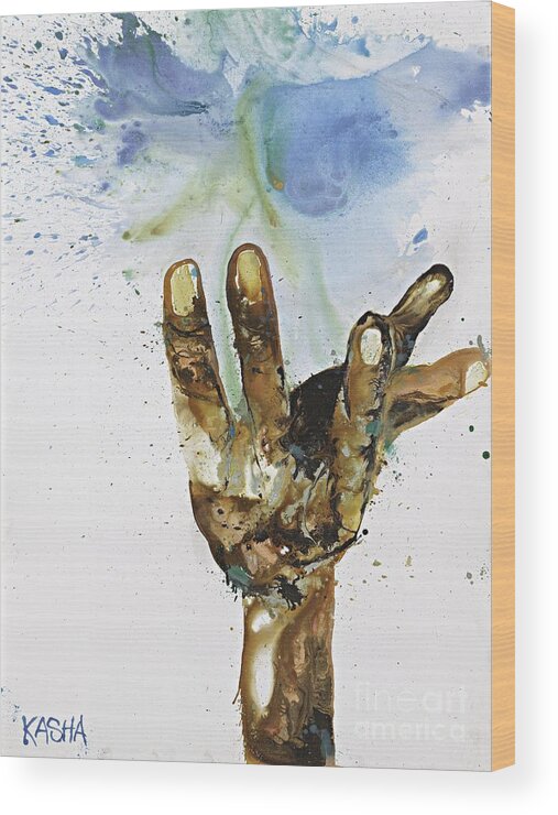Hands Wood Print featuring the painting Leg-go by Kasha Ritter