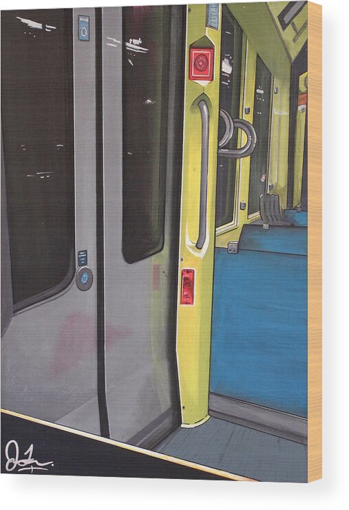 Train Wood Print featuring the painting Light Rail by Jude Labuszewski