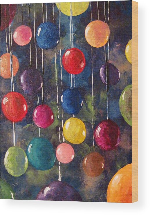 Surreal Wood Print featuring the painting Lollipops or balloons? by Megan Walsh