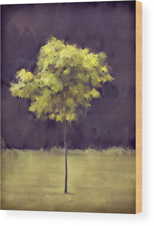 Tree Wood Print featuring the mixed media Lone Tree Willamette Valley Oregon by Carol Leigh