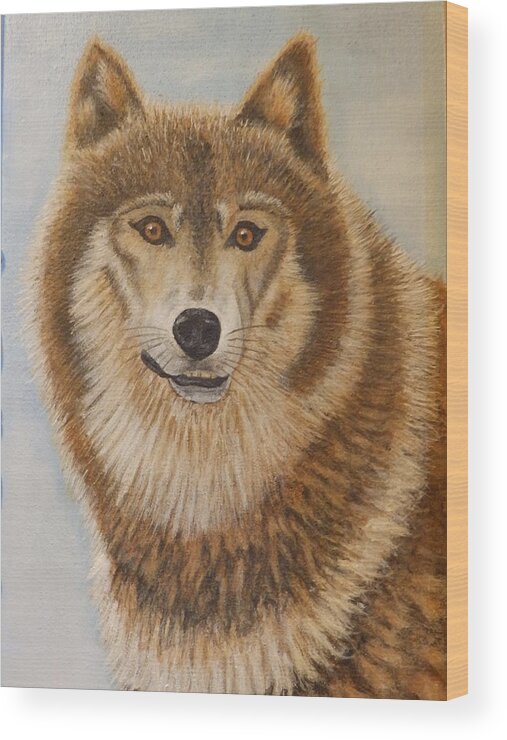 Painting Wood Print featuring the painting Lone Wolf by Dan Wagner