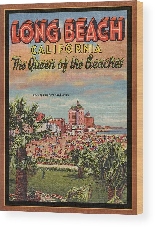 Postcard Wood Print featuring the photograph Long Beach by Larry Hunter