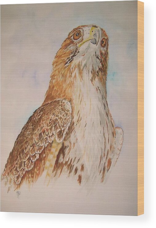 Hawk Wood Print featuring the painting Looking Toward the Future by Nicole Angell