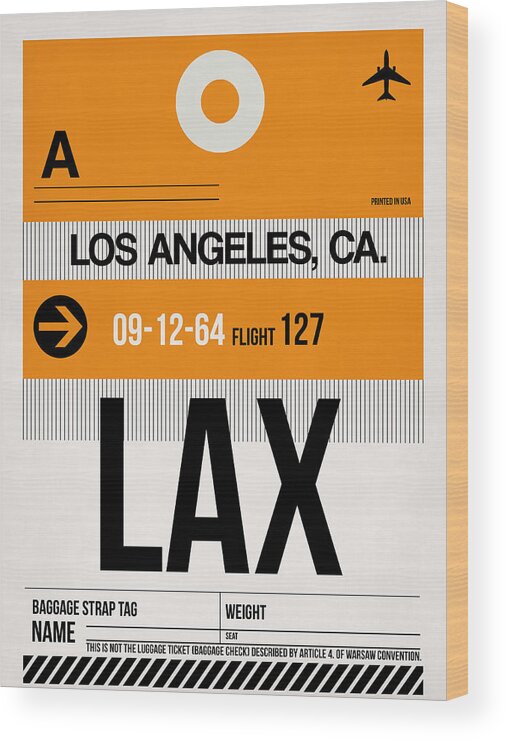  Wood Print featuring the digital art Los Angeles Luggage Poster 2 by Naxart Studio