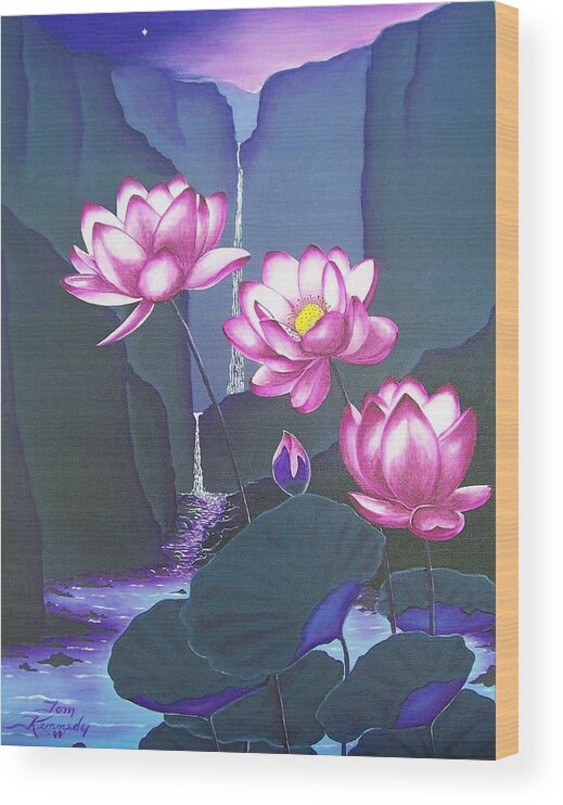  Edible Wood Print featuring the painting Lovely Lotus by Thomas F Kennedy