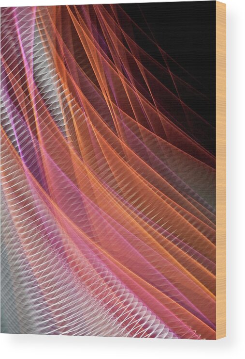 Black Background Wood Print featuring the photograph Magenta Lines 1 by Photo Ephemera