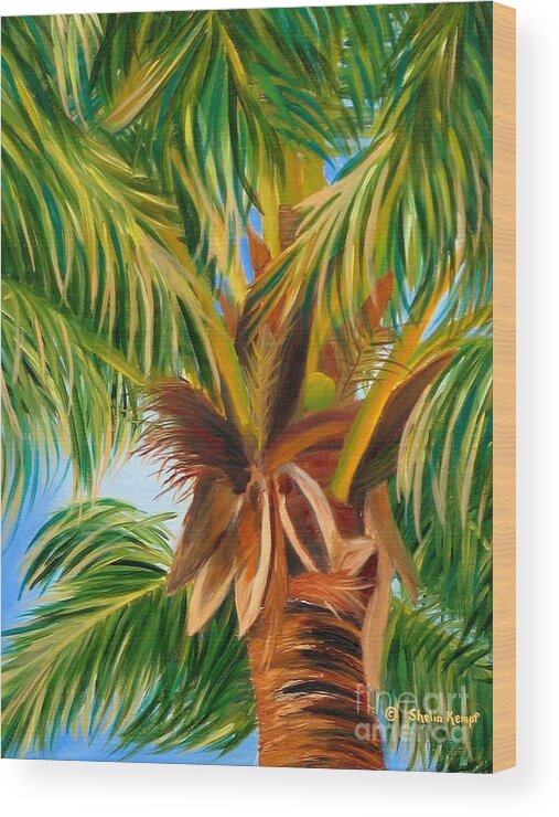 Palm Tree Wood Print featuring the painting Majestic Palm by Shelia Kempf