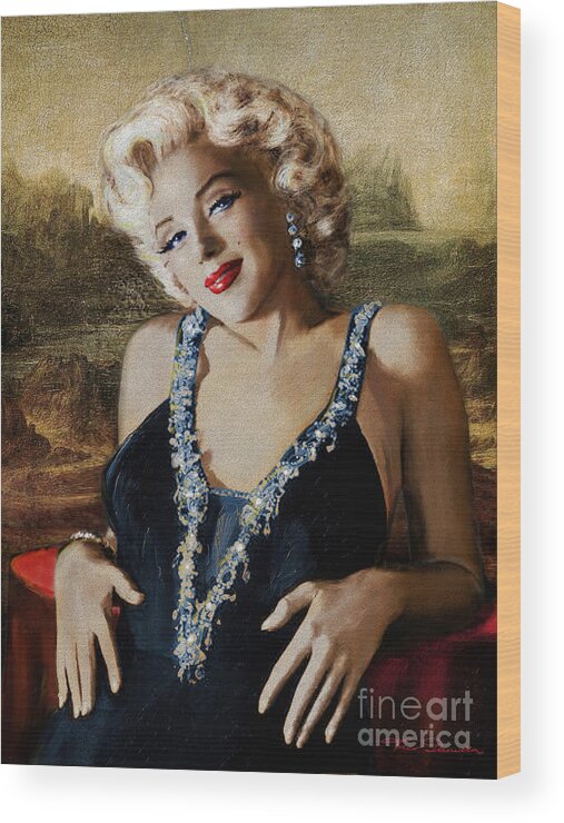 Theo Danella Wood Print featuring the painting Marilyn 126 Mona LIsa by Theo Danella